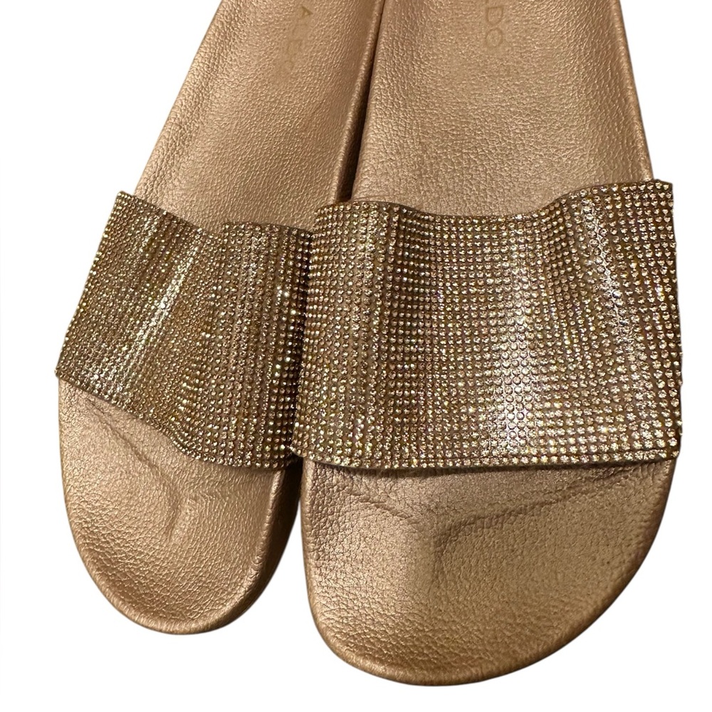 ALDO Rhinestone Glitter Champagne Bling Y2K Slide Sandals Size 9
